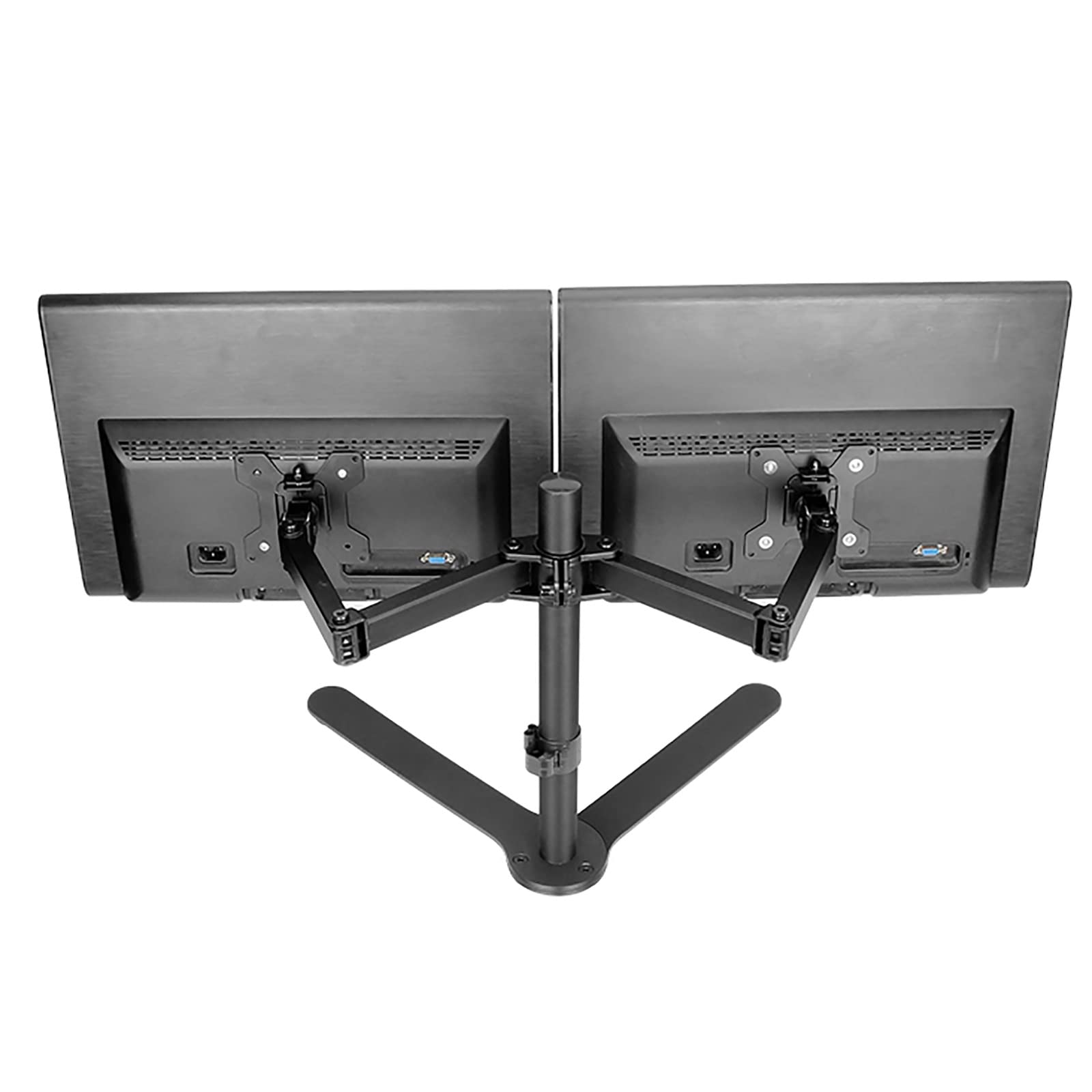 Supporto da Tavolo per TV/Monitor A Doppio Schermo, Supporto TV con Sistema di Rotazione A Tre Assi, Base da Tavolo Regolabile in Altezza Adatta A TV da 14 A 27 Pollici, 40 Cm