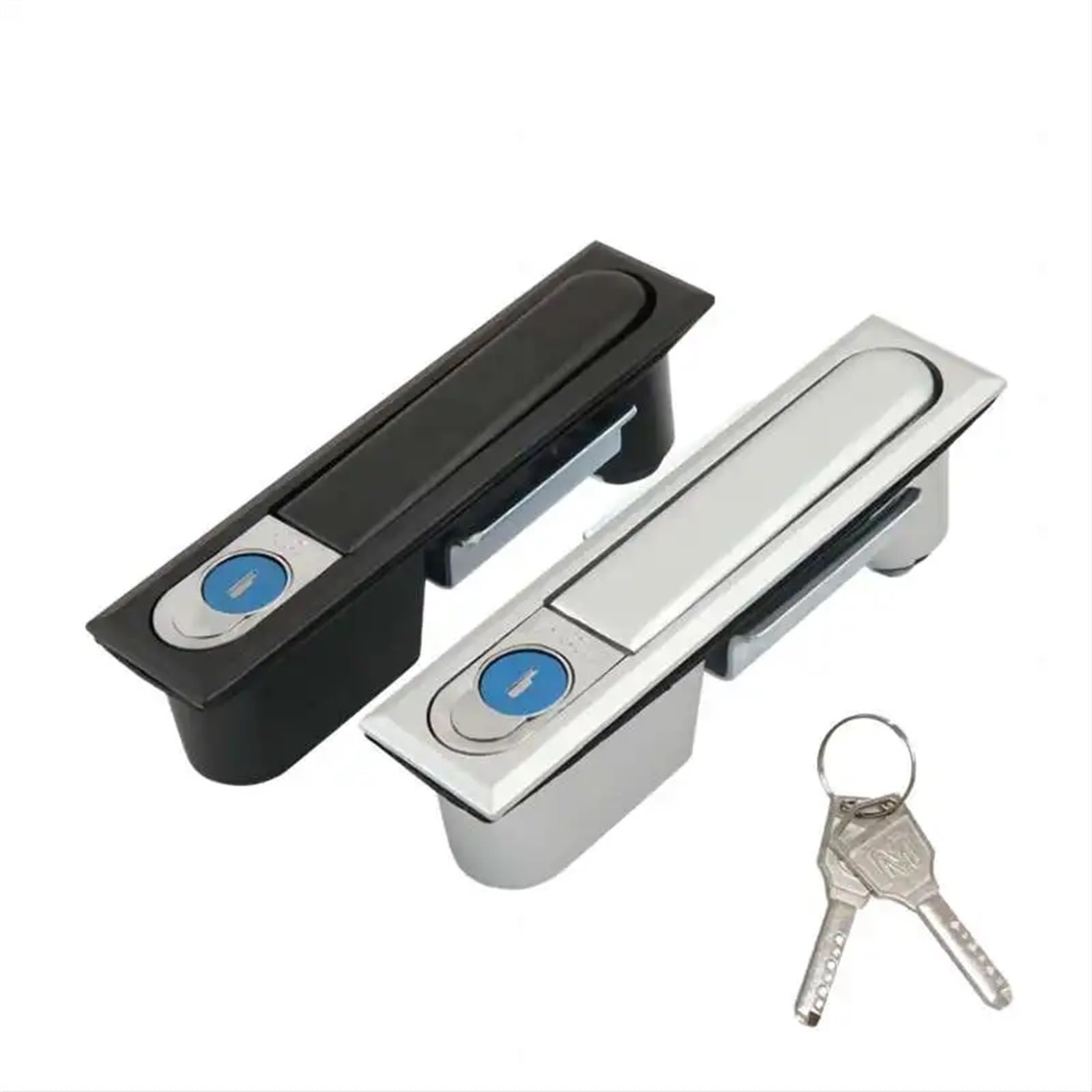 2 x elektrische Schrankschlösser aus Zinklegierung, Schloss, Schalter, Schaltschrank, Werkzeugkasten, Schließfach (2 Stück, Schwarz-Zink)