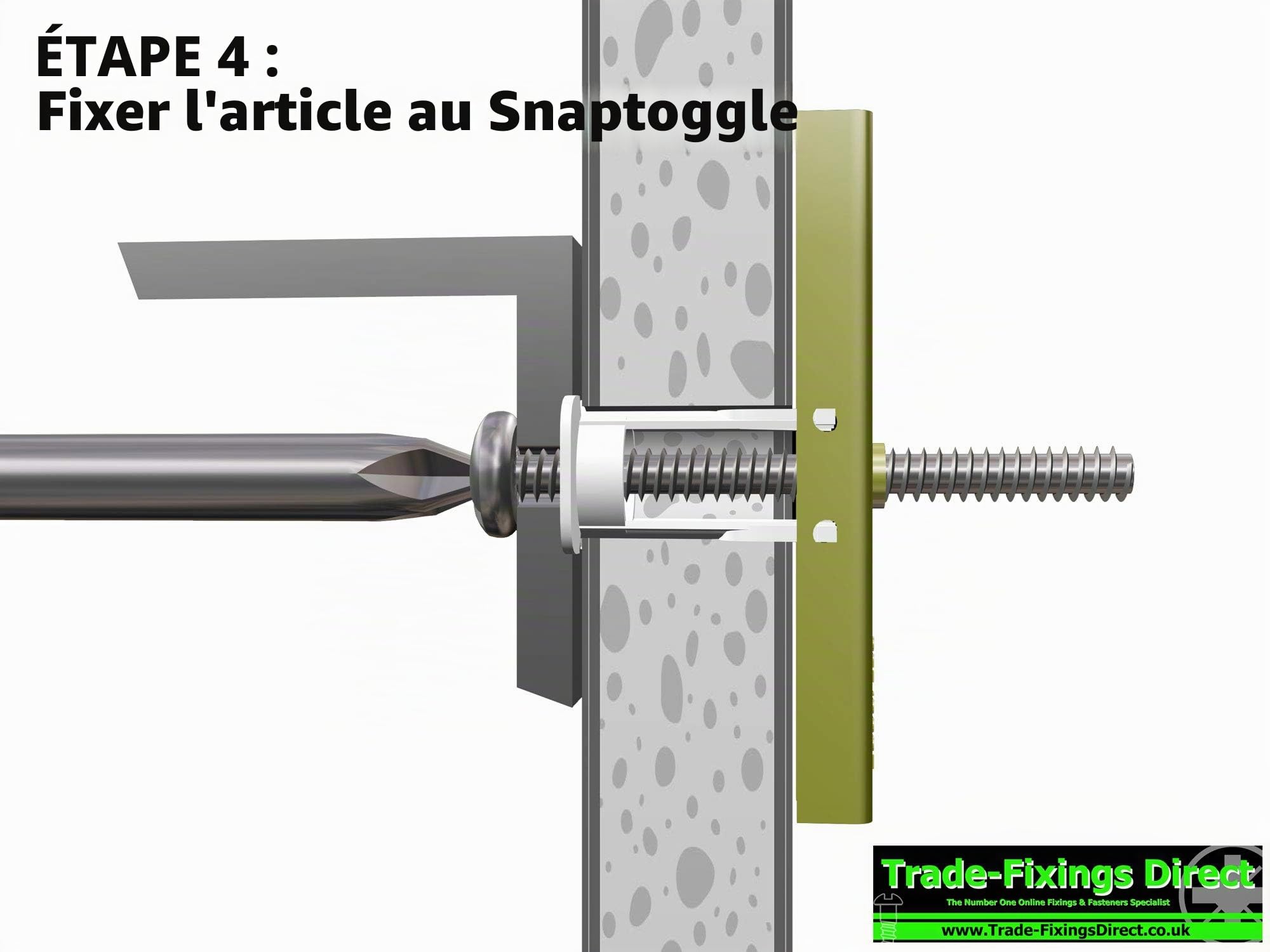 Lot de 10 - Fixation en métal SNAP Toggle robuste M5 pour plaque de plâtre - TOGGLER 25029 - Livré avec vis