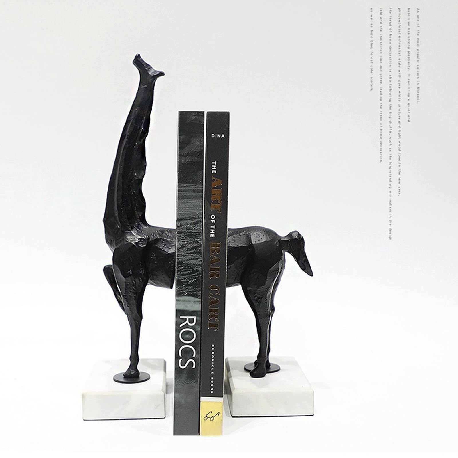 YOFAB Sujetalibros de Jirafa de mármol, Soporte para Estante de Libros, sujetalibros Decorativos para decoración del hogar u Oficina, sujetalibros para decoración del hogar