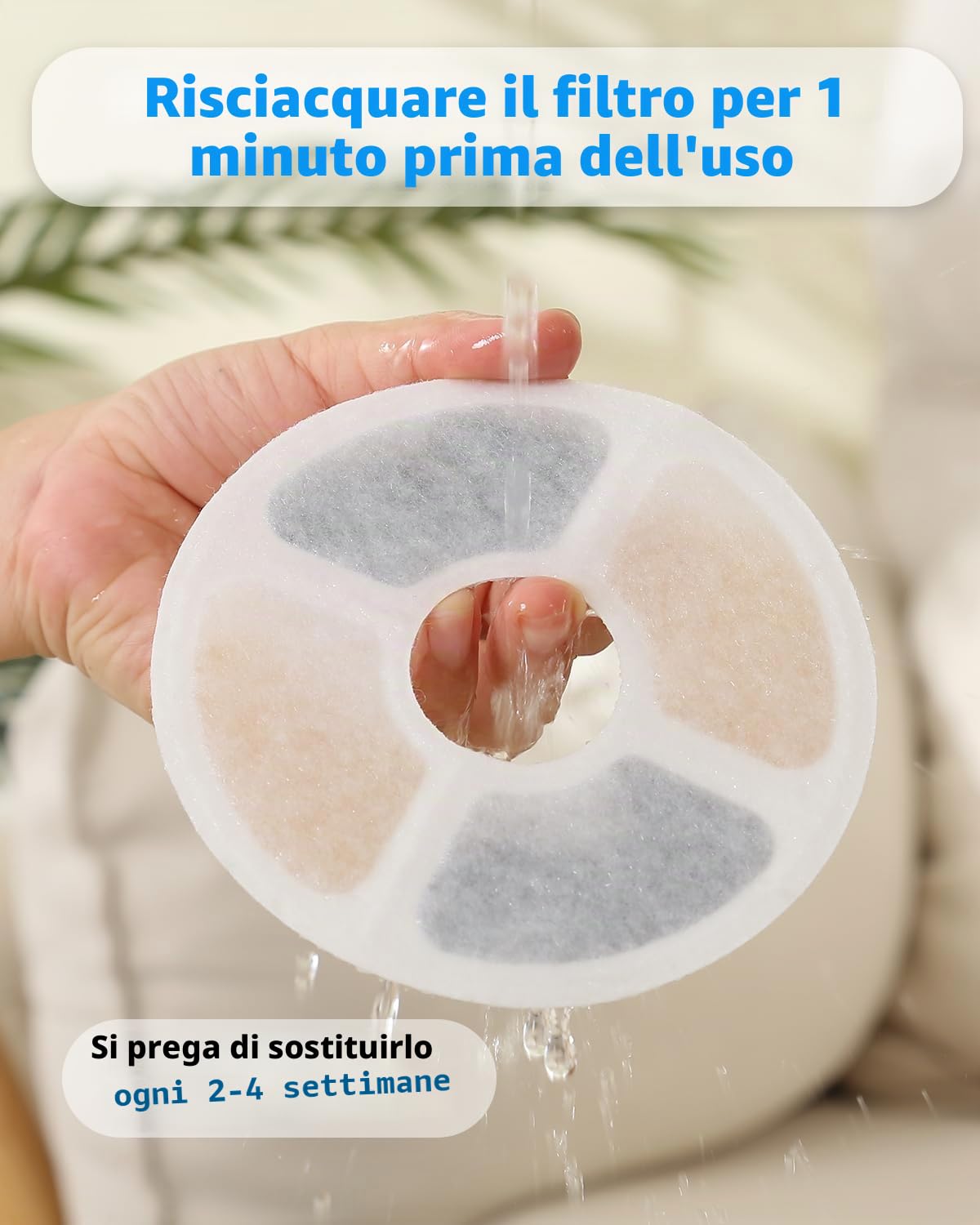 Filtri Fontanella per Gatti, Filtro per 2-2.5L Fontana, Filtri di Ricambio per Fontanella Animali Domestici con Resina e Carboni Attivi per Dispenser Acqua Automatico（6 Pezzi)
