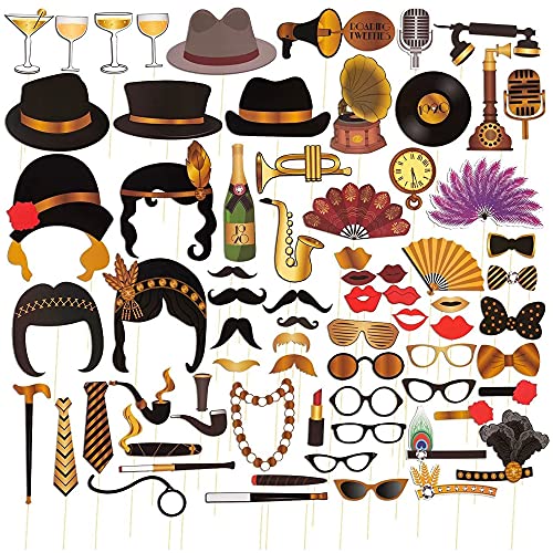 1920’S Photo Booth Props, Party Supplies (Assorted Designs, 72-Pack) #TOP30
