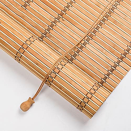Innen/Außen-Bambusrollo,Natur Lichtfilter-Sichtschutz-Raffrollo-Holzrollo,Bambus Rollo mit Seitenzug,für Korridor Gazebo Gärten Terrassen Fenster Tür,Breite 45-150cm,Anpassbar (W130xH155cm/51x61in) Cover