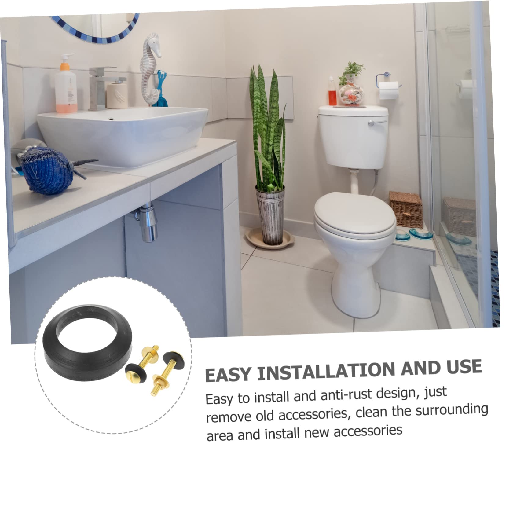 3 Set guarnizione del WC parti adesivo accessori per cassette wc kit accoppiamento tenuta wc lavabiancheria per la casa anello di tenuta cassetta wc gomma da cancellare Nero