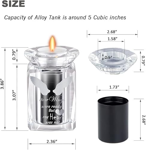 Miniatura 4 de IFOLAINA Urna pequeña, alas de ángel, urnas en miniatura, cenizas de cristal, soporte de recuerdo de cremación para cenizas, papá, adulto, hombre,