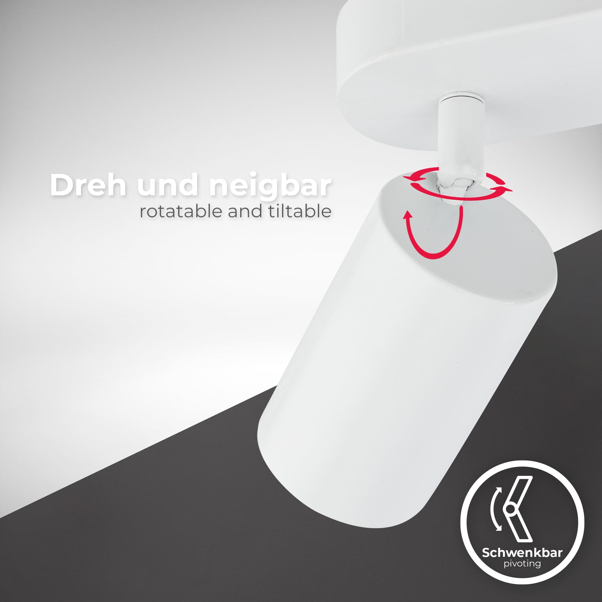 B.K.Licht - Lámpara de techo 3 luces, Metal Blanco, GU10 máx 3x9W, 60x90x390mm, Sin Bombillas, IP20, Iluminación Dirigida, Diseño Moderno Blanco