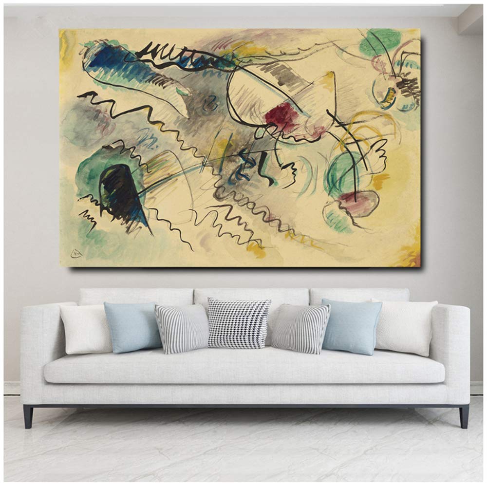 Toile Kandinsky pour habiller un mur vide de salon avec un cadre chic