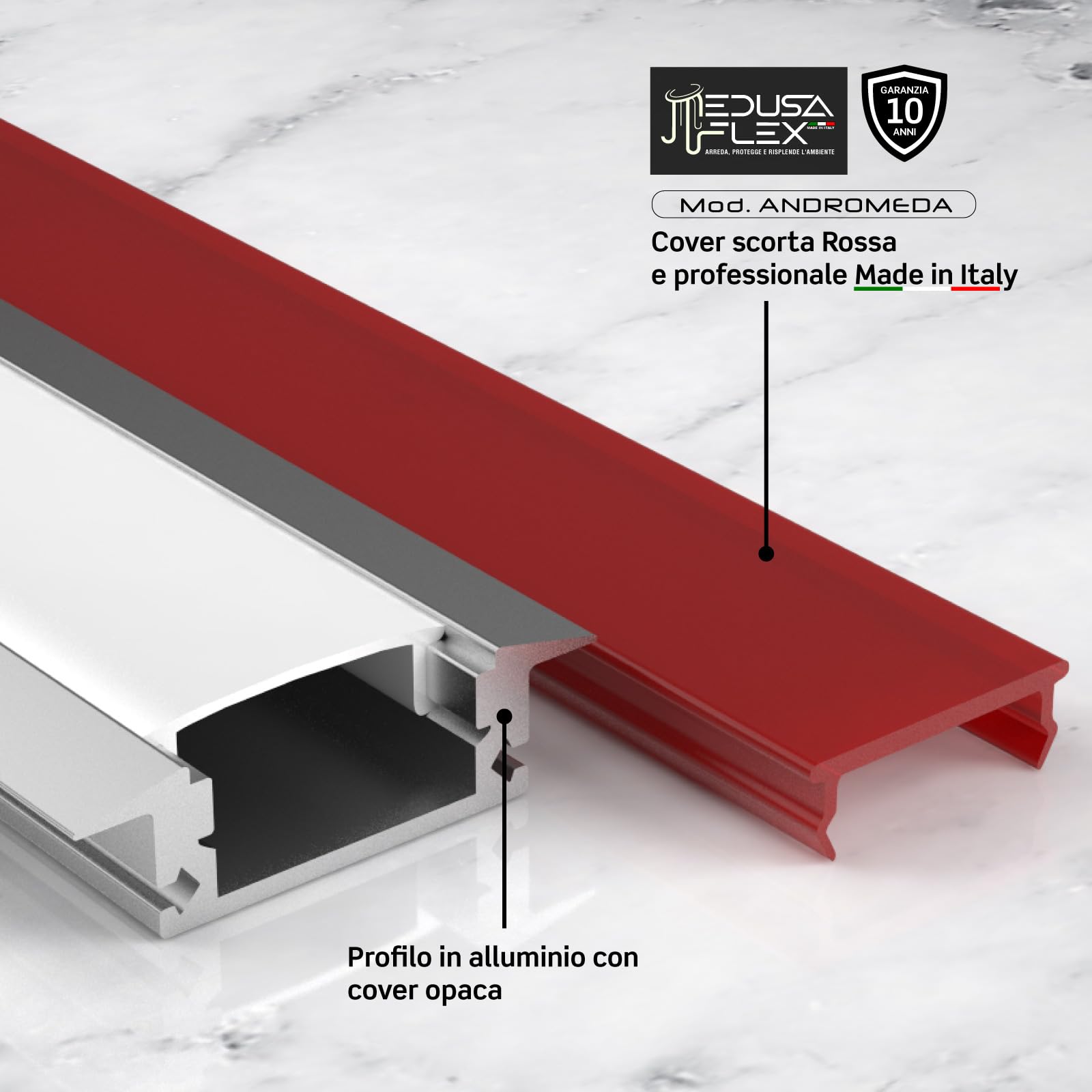 Profilo Led Alluminio Eurocali 2mt Con Copertura Satinata – Made In Italy Per Strisce LED 12,4mm - 2