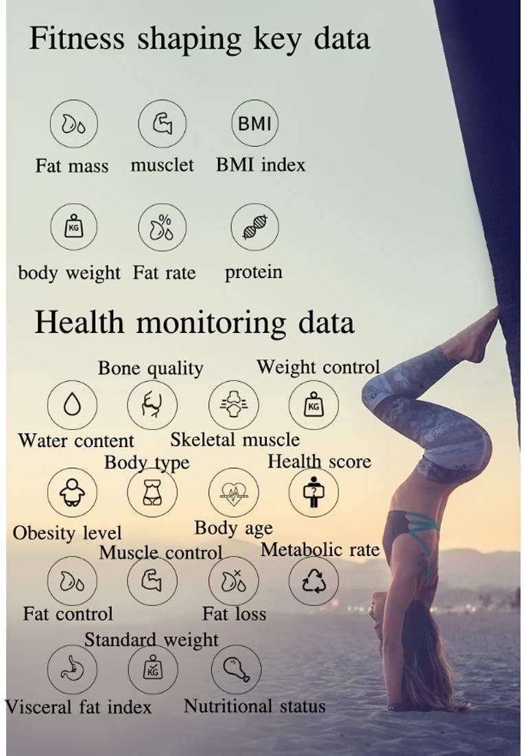 GeRRiT Escala de grasa corporal Bluetooth, WiFi Smart Wireless BMI BAÑO BAJILLO COMPOSICIÓN CUERPA MONITOR EL MONITOR EL APLICACIÓN DE SALUD CON LA APLICACIÓN DE SMARTPHONE PARA EL PESO CUERPO, AGUA,