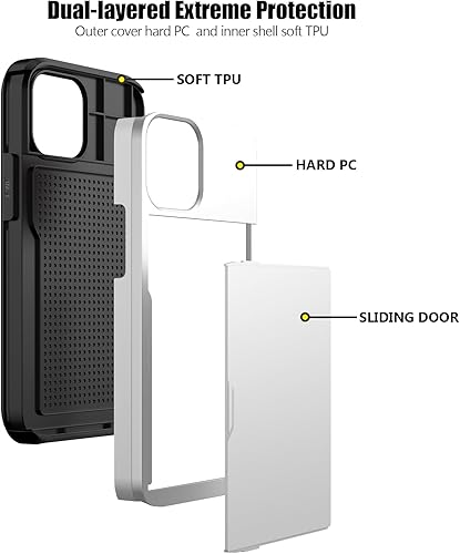 Miniatura 3 de Nvollnoe Funda para iPhone 12 Mini con tarjetero resistente de protección de doble capa a prueba de golpes con ranura para tarjeta oculta delgada