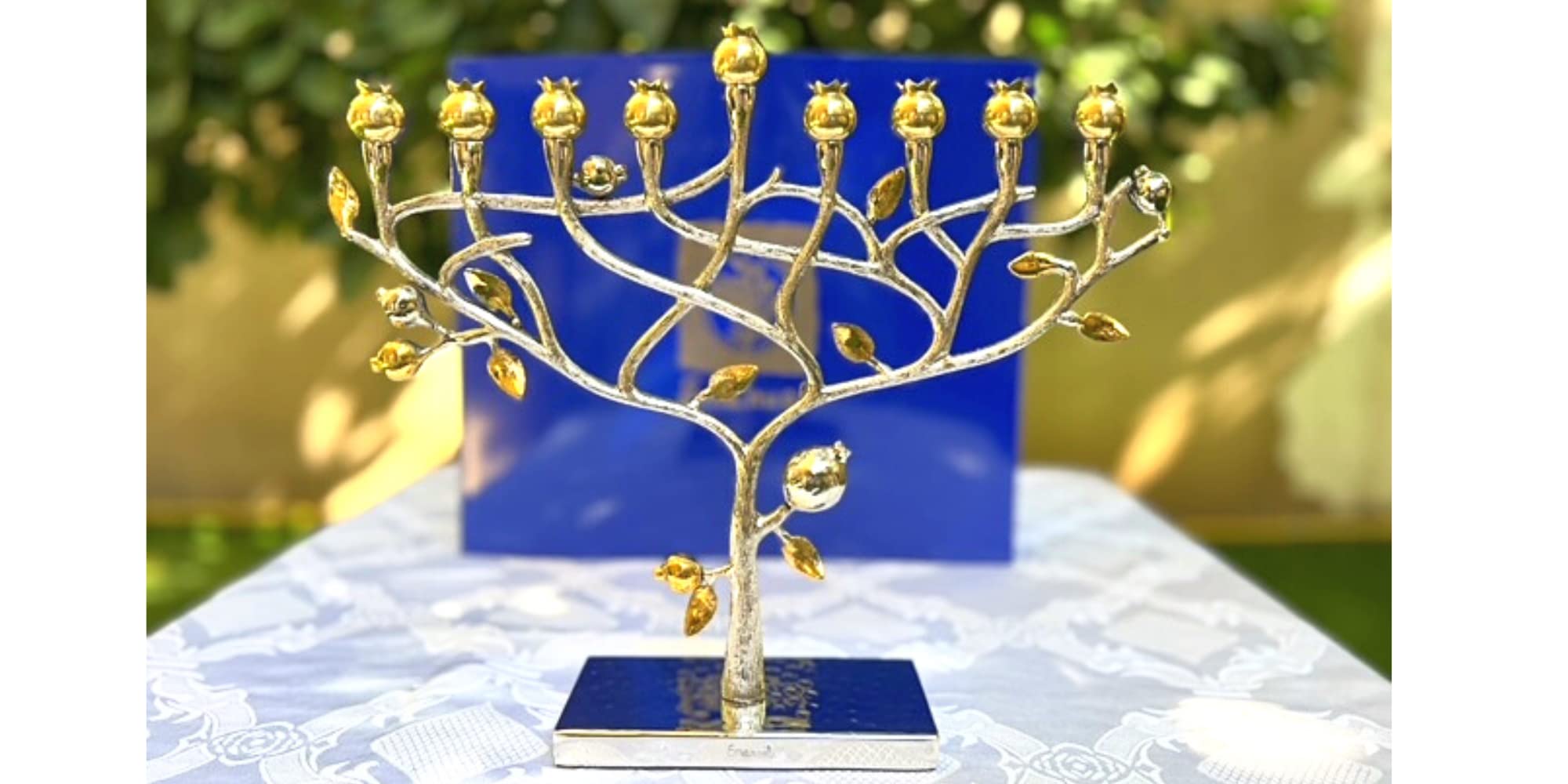 Menorah Hanukkah Hanukkiah Árbol de la Vida Granada por Yair Emanuel Judaica Gift