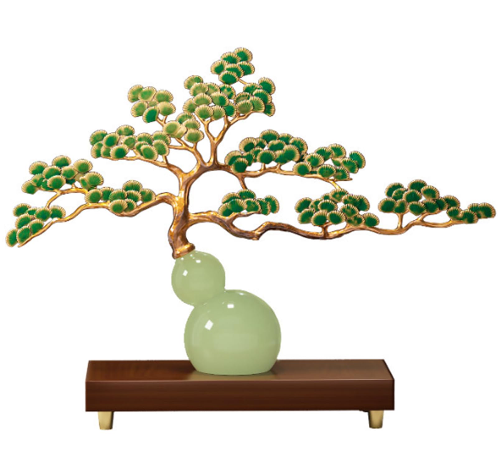 Feng Shui Welcome Pine and Gourd Statue Ornament Minimalist Desk Sculpture