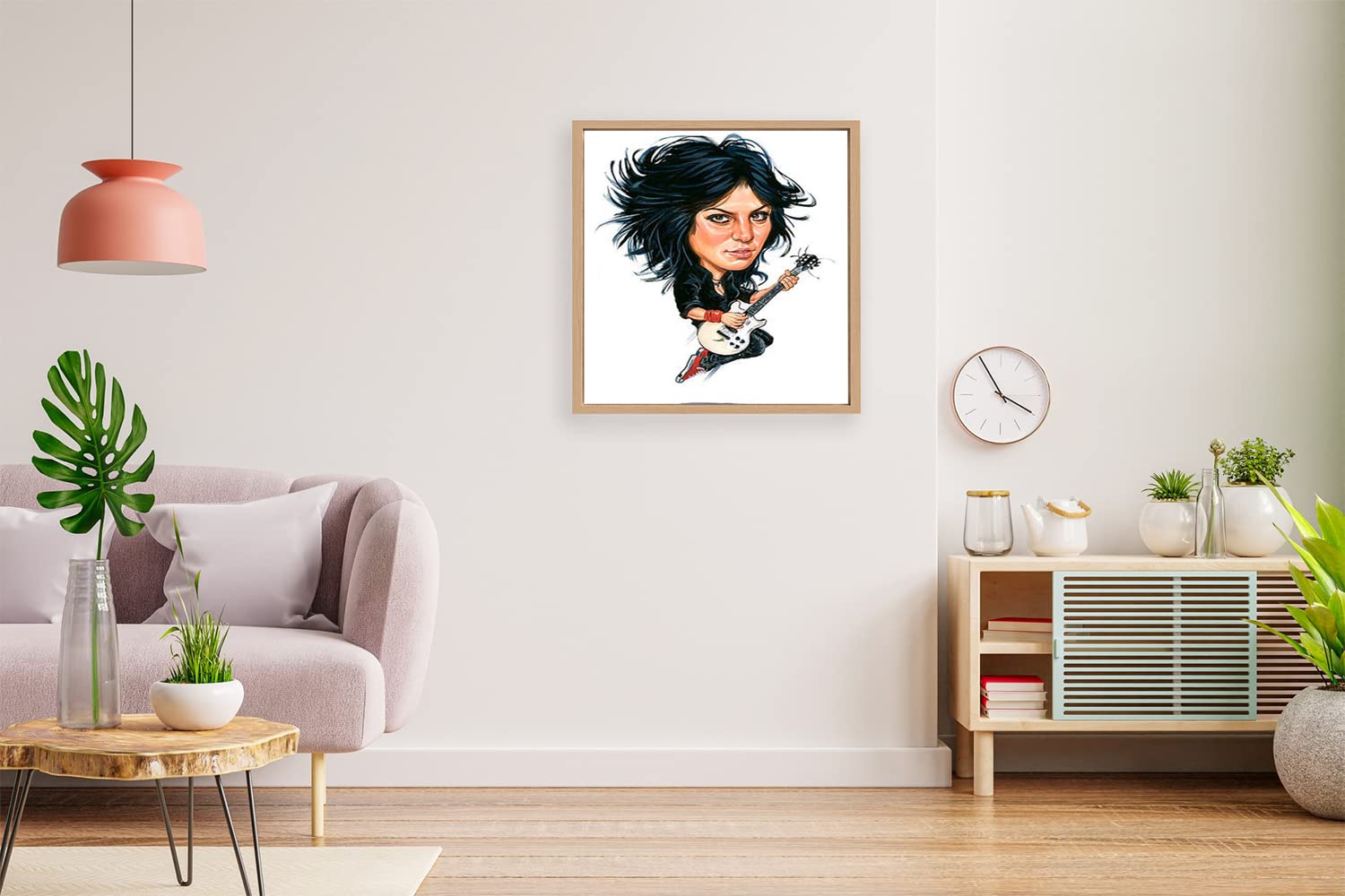 VERRE ART Printed Framed Canvas Painting for Home Decor Office Wall Studio Wall Living Room Decoration (14x14inch Wooden Floater) - Joan Jett