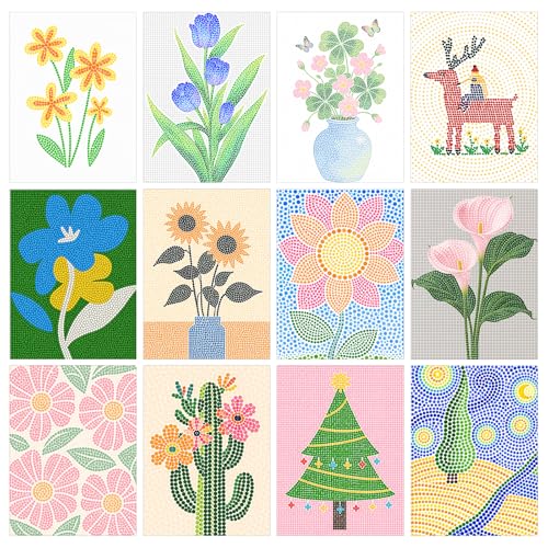 Image of Coloring Book,Dot By Letter Art Meditations with 12 PCS Acrylic Markers,Mindfulness Adult Coloring Book-Relaxing,Anti-Stress,30 Pattern Activity Coloring Books for Adults,Dot Art for Adults-Landscapes