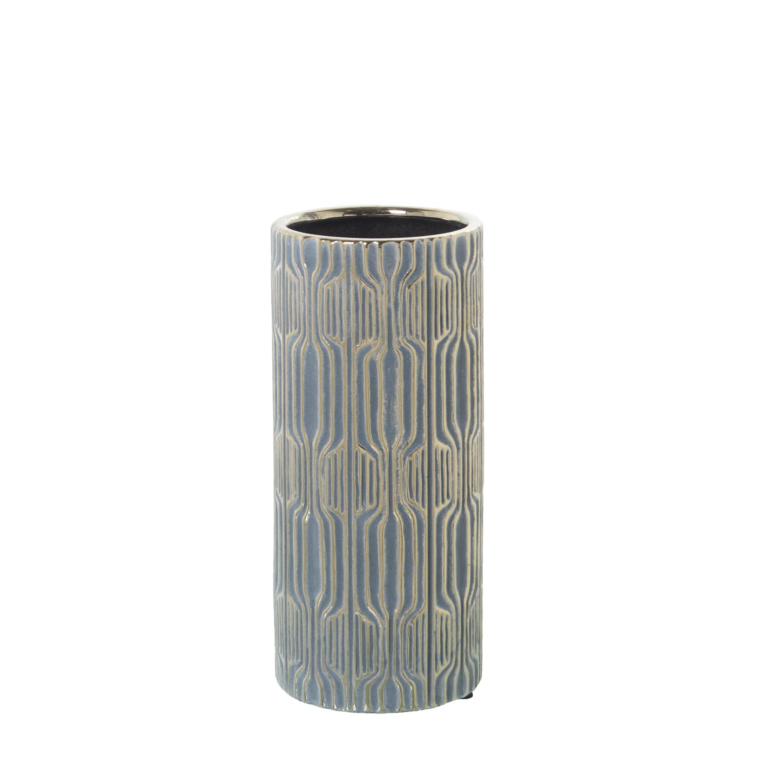 Vase en céramique gris et or 12x26 cm au design élégant et finitions haut de gamme