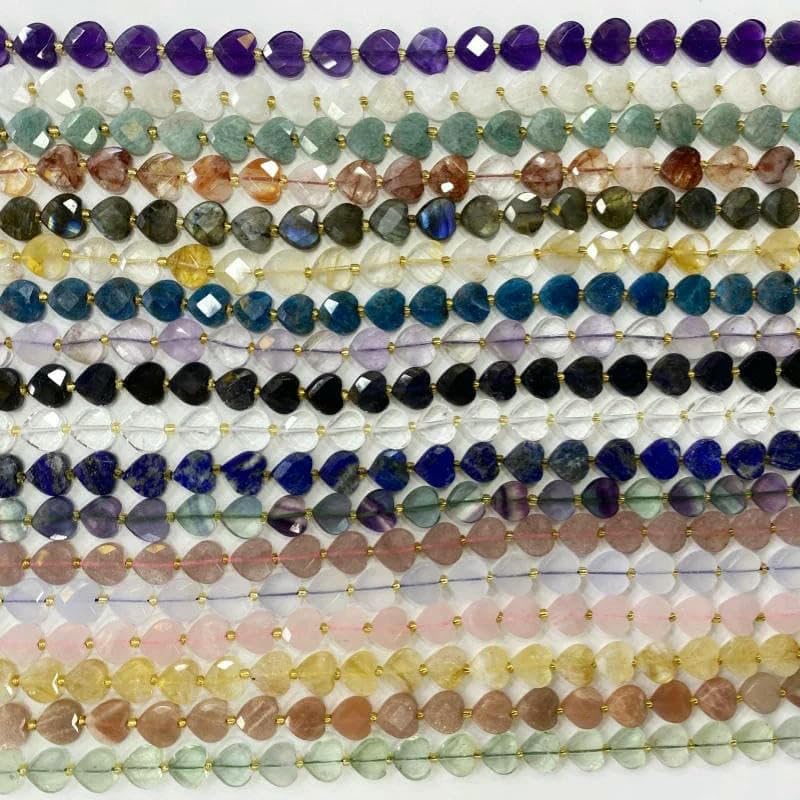 Lapislázuli labradorita natural, amatista, 12 mm, cuentas facetadas en forma de corazón, piedra brillante para hacer joyas, pulseras, collares, hilo de 16 amazonitas, 12 mm, 30 unidades