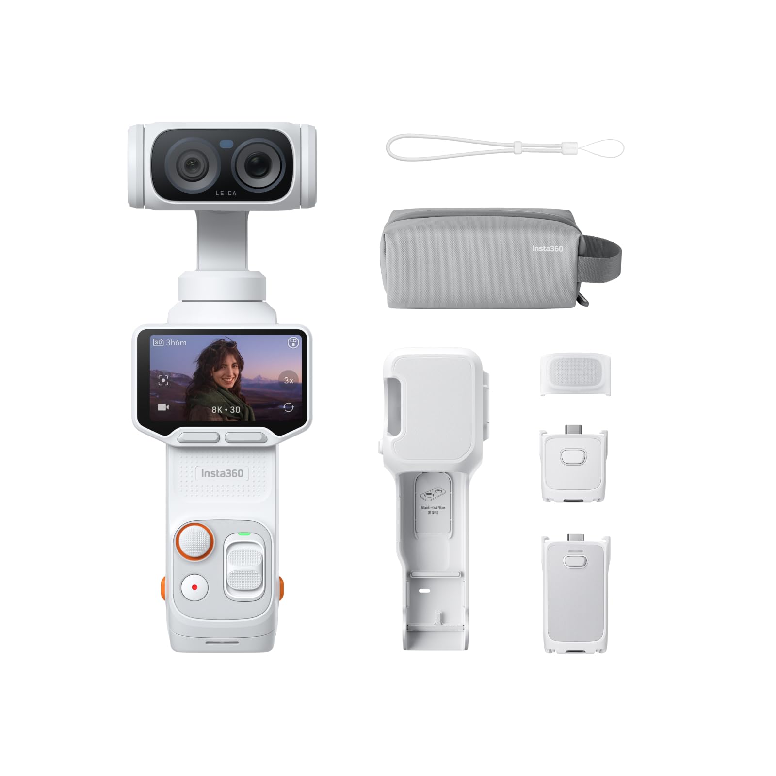 Insta360 Luna Ultra Endurance Bundle - 8K Vlogging Camera with Dual Leica Lenses, 12× Zoom, 1" Sensor, Detachable 2" Touchscreen, Triple AI Chip, Pocket Gimbal Camera for Vlog Photography