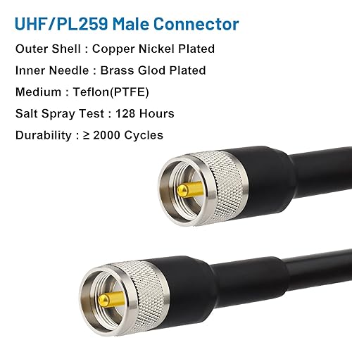 Miniatura 2 de Cable coaxial CB - RG213 Cable coaxial UHF macho a macho de 1 pie para radio HamVHF y medidor SWRanalizador de antena