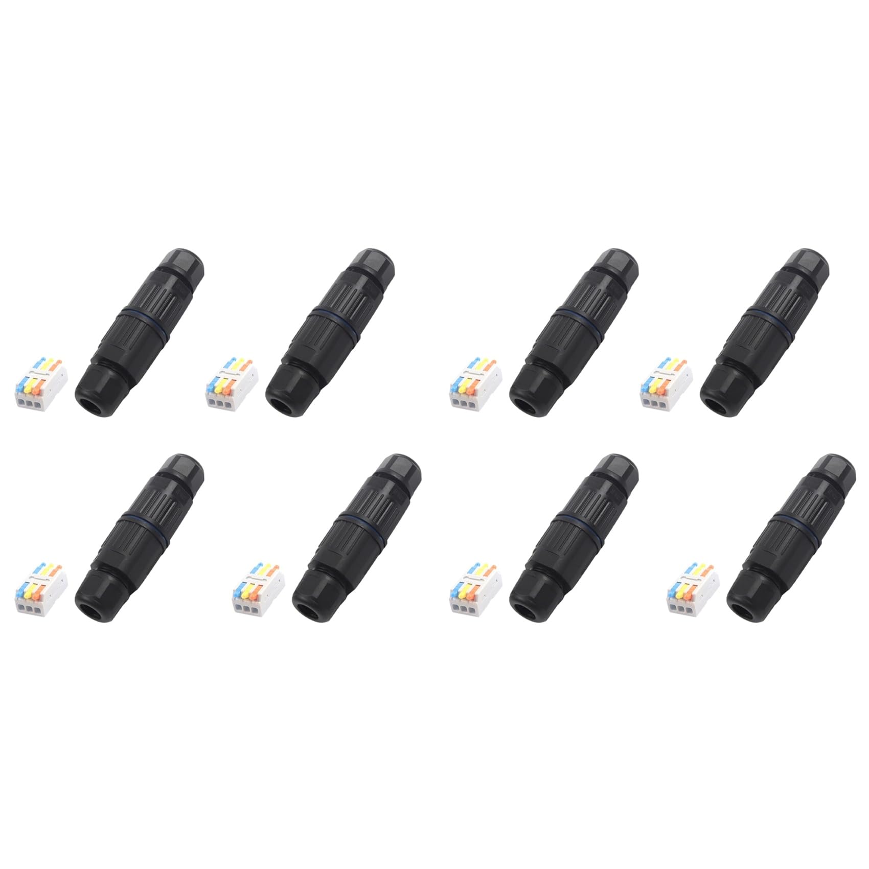 Wesafrae 8 Sets Outdoor 3 Way Electrical Cable Connector Ip68 Waterproof Junction Box Replaceable Lever Wire Connectors