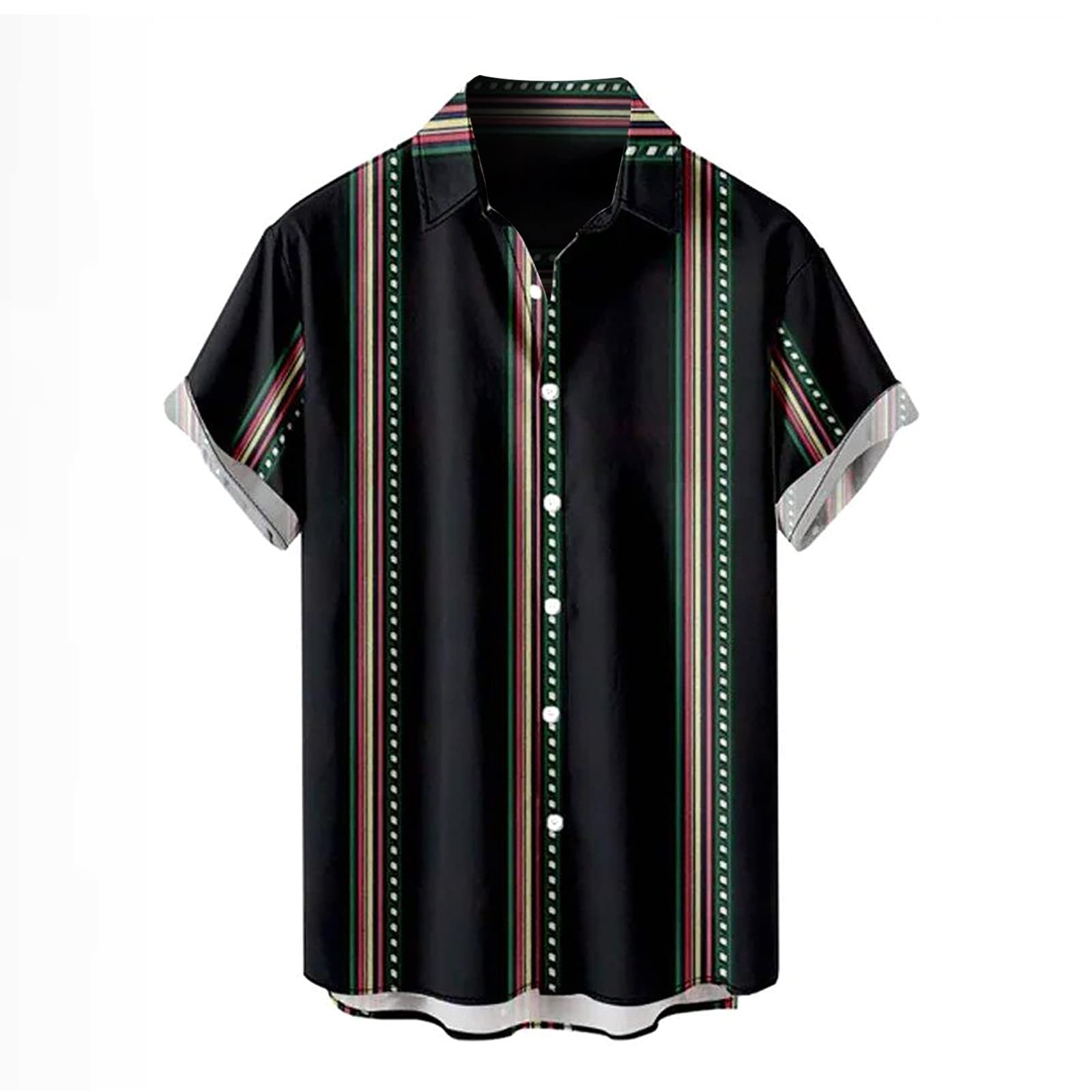 Men's Classic Round Neck Button Down Printed Casual Shirts for Men Button Down Beach Shirts Short Sleeve Summer Tropical Holiday Summer Print Beach Casual Hawaii Shirt