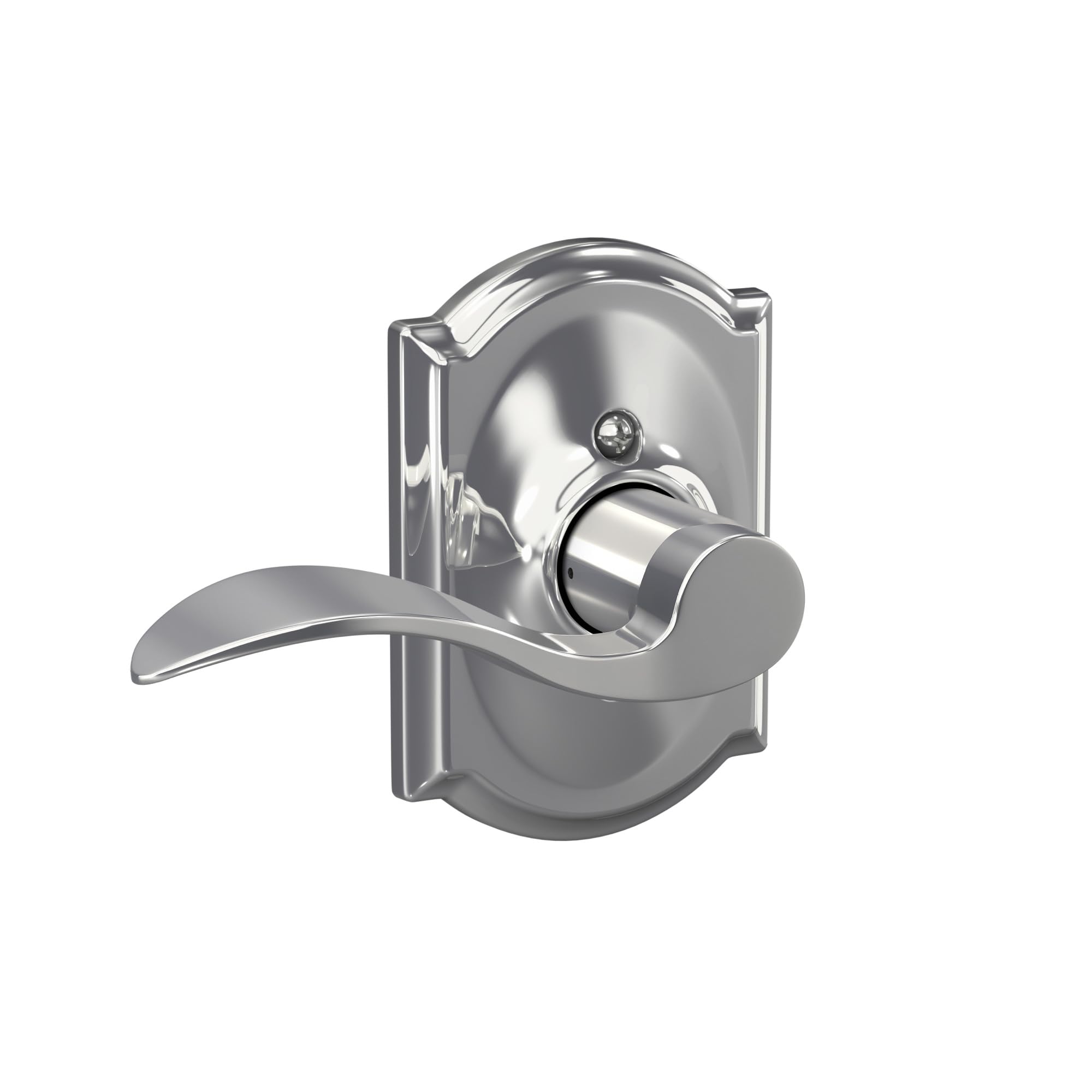 Schlage Accent Lever with Camelot Trim Non-Turning Lock in Bright Chrome - Left Handed - F170 ACC 625 CAM LH Bright Chrome One Sided Non Turning LH Camelot