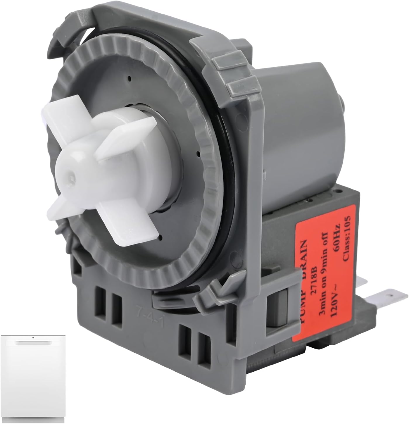 Dishwasher Drain Pump 2718B Compatible with GE WG04F10194 for Midea TEKA 11001011000221 Washing Machine Drain Pump Motor Assembly 120V 60Hz 0.7A Replace MDT24H3AST