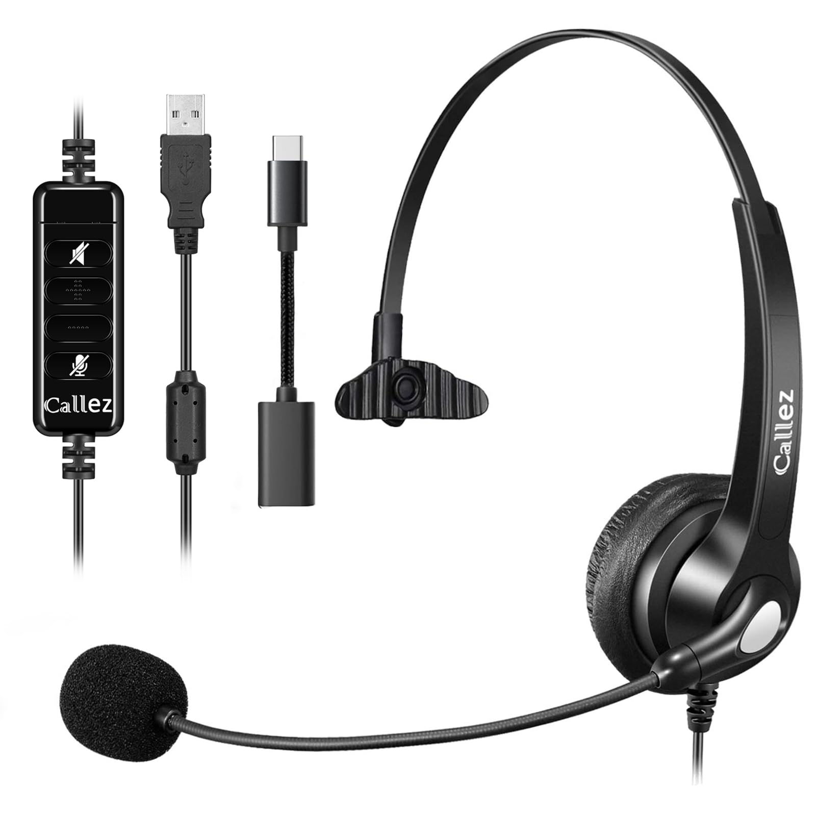 USB Headset with Microphone for PC, Computer Headset with Microphone Noise Cancelling & Mute for Mac Laptop, Wired USB Headphones for Call Center Office Classroom Skype Zoom-image-49