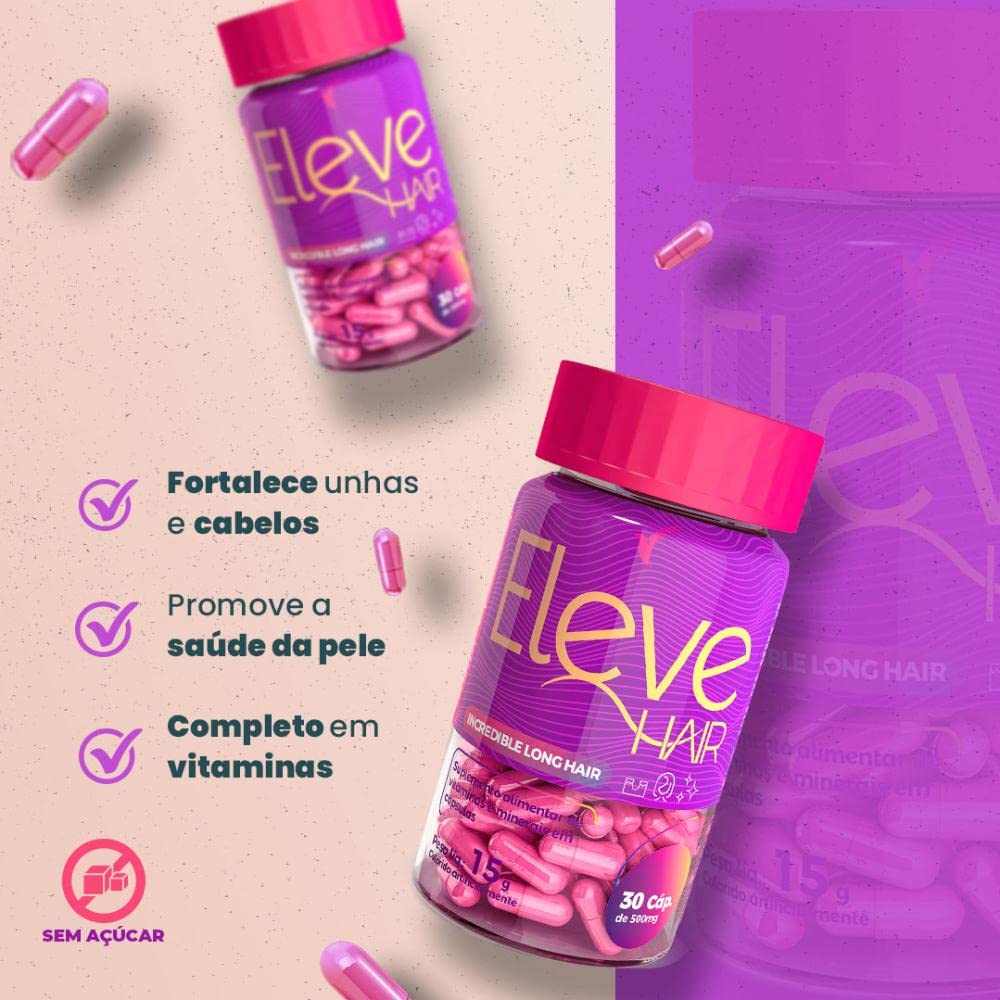 Hoje é o melhor dia para comprar  Kit 2 Vitaminas P/Cabelos e Unhas 60 Caps Eleve Hair  com aquele preço maroto! Promoção! Aproveite a oferta! 3