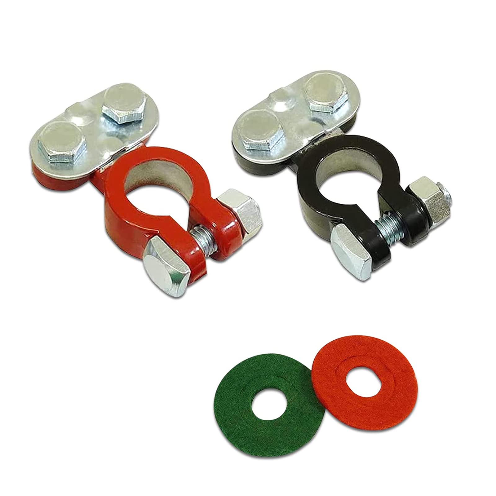 Pack-2 Cables Terminal Connectors with 2 PCS Washers, Zinc Plated Cables Terminal Connectors Kit for Marine Car Boat RV Cables Accessories (Silver)