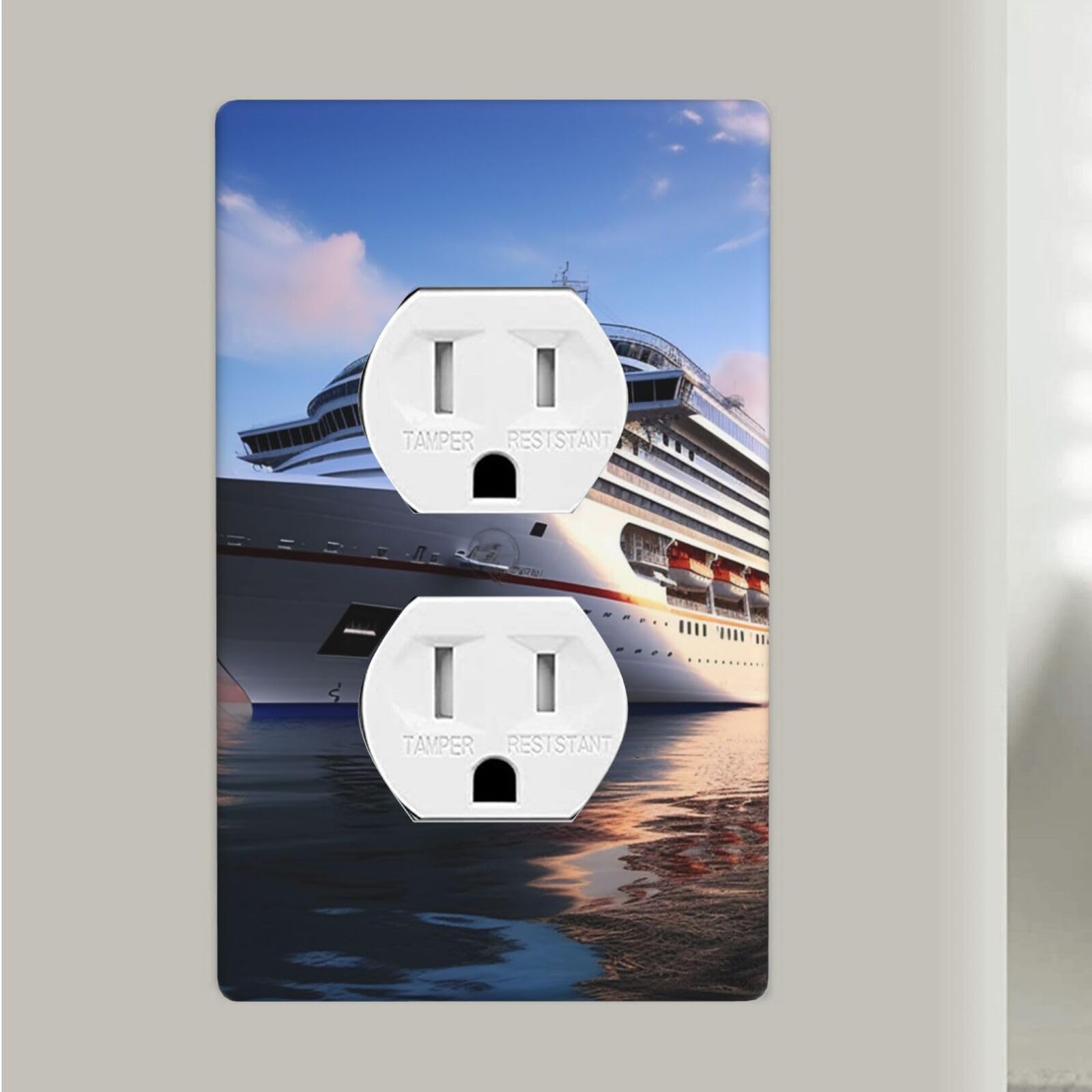 Aceprints Cruise Ships Duplex Receptacle Outlet Covers, 1-Gang Standard Size Wall Plates Unbreakable Polycarbonate Electrical Switchplate Cover Faceplate For Bathroom Kitchen Decor