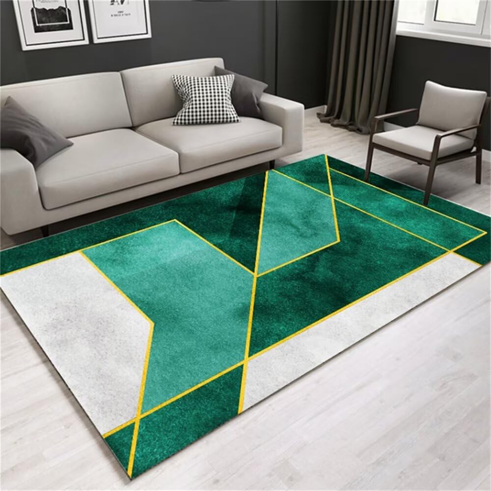 Tapis de salon design géométrique vert moderne 180x280cm pour adulte