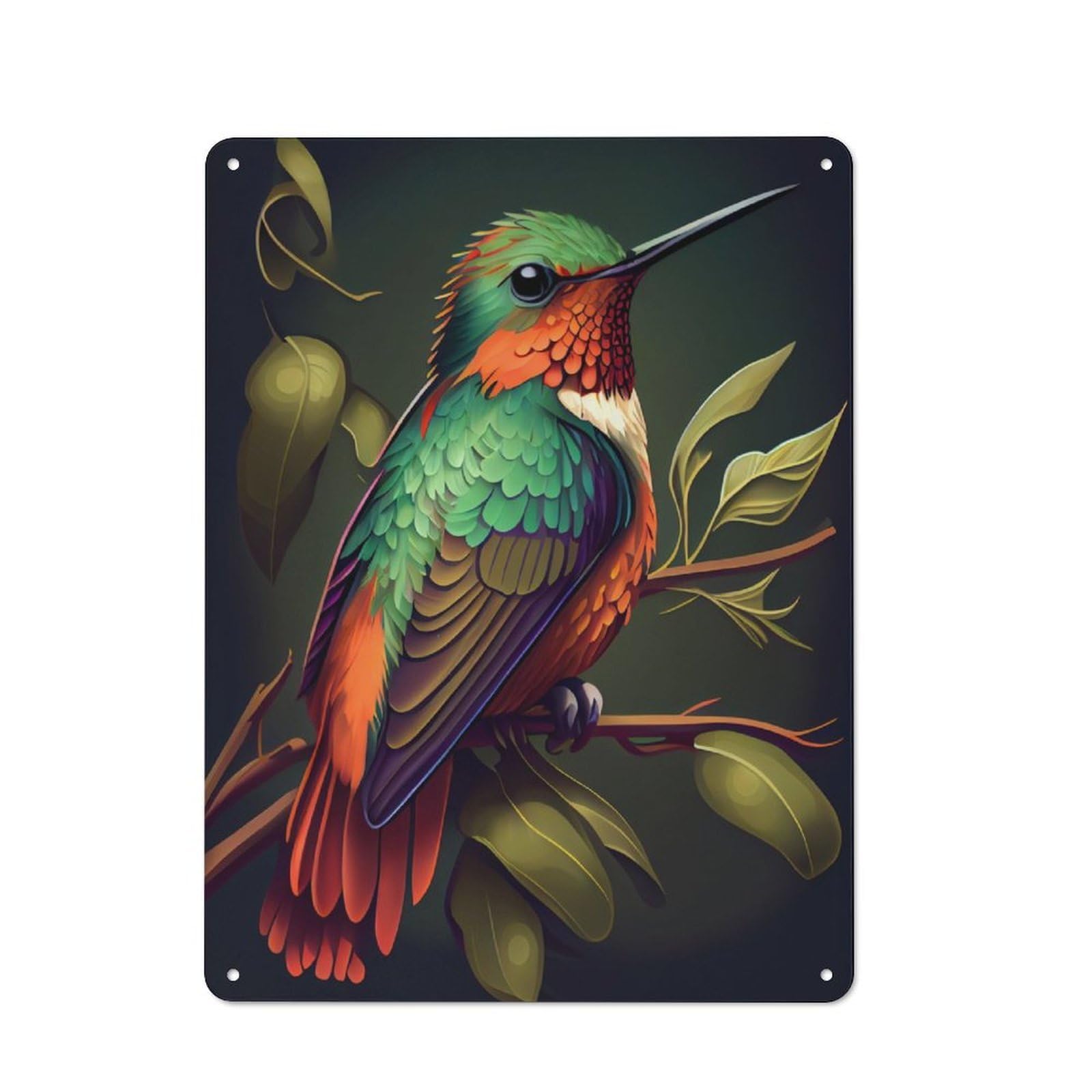 Junmoney Hummingbird Cute Tin Wall Plaque 40X30cm With For Pub Or Café, Suited To Pub Decor Enthusiasts, For Retro Home Interiors