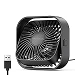 Small Table Fan, Mini USB Desk Fan, Strong Airflow & Quiet, USB Powered, 3 Speeds Wind Small USB Fan for Desk, 360° Rotatable for Home Office Table Desktop (4 Inch)