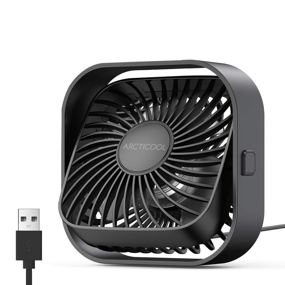 ARCTICOOL Small Table Fan, Mini USB Desk Fan, Strong Airflow & Quiet, USB Powered, 3 Speeds Wind Small USB Fan for Desk, 360° Rotatable for Home Office Table Desktop (4 Inch)