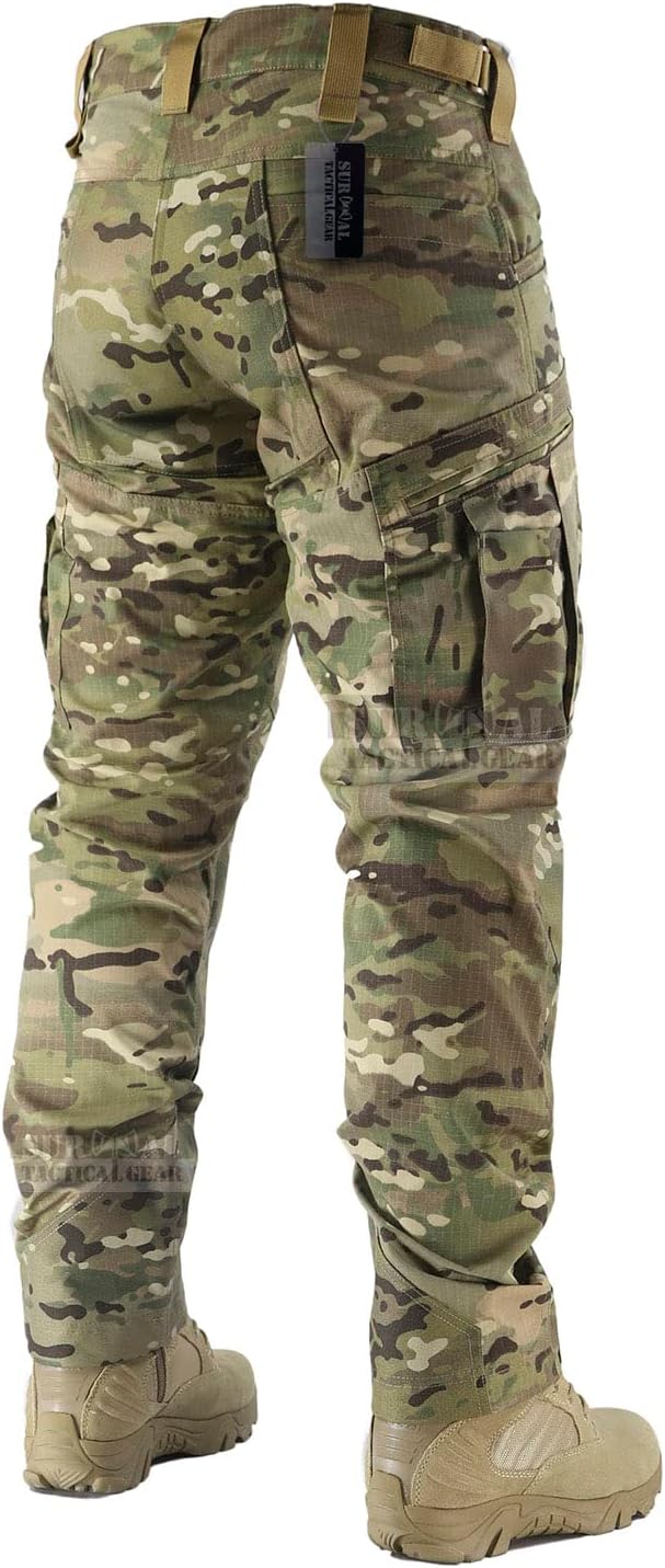 SURVIVAL Tactical Combat Pant Motorcycle Riding Pants Ripstop Military Camo Trousers for Camping Hiking
