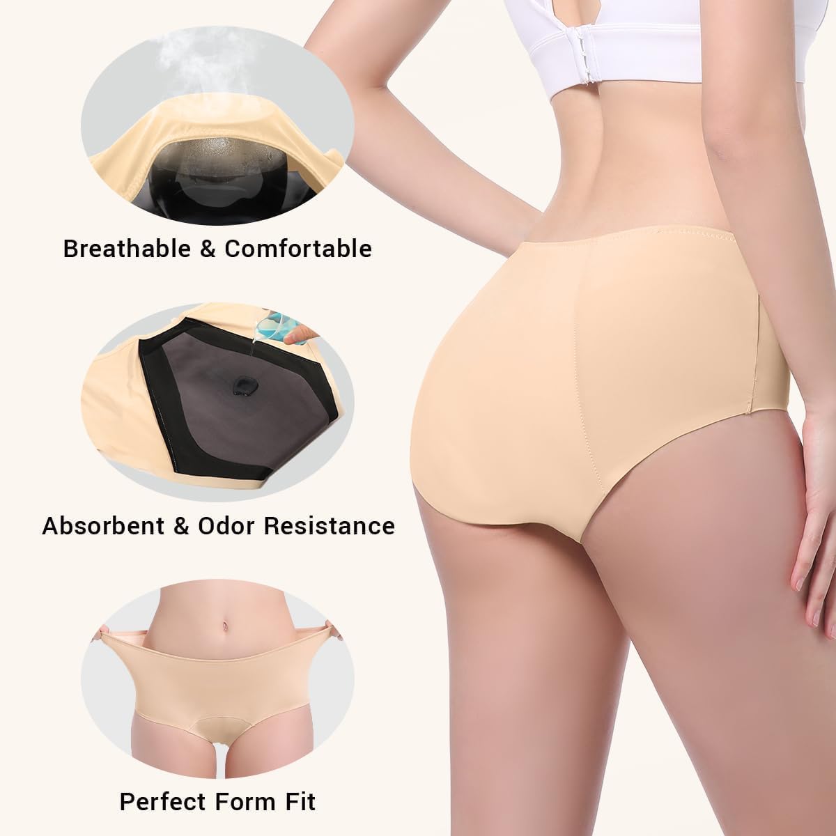 Carer Leak Proof Underwear for Women Washable Incontinence Underwear for Women 150ml High Absorbent Bladder Leak Panties for Incontinence Bladder Leakage Protective Panties 3 PCS, M