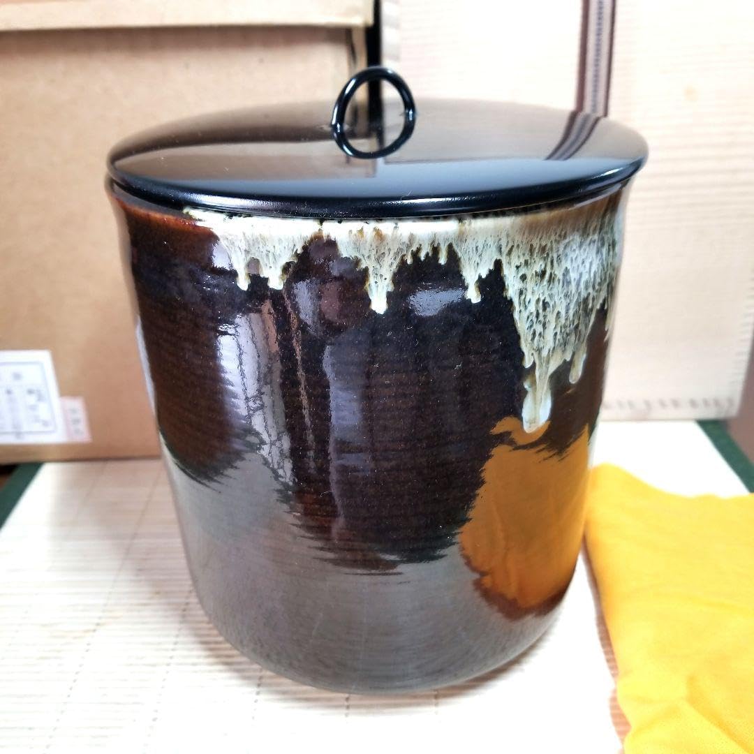 【茶道具】阿漕焼 福森比路志作　比路志造 高取四方耳付水指 水指109 茶道具】阿漕焼 福森比路志作 比路志造 高取四方耳付