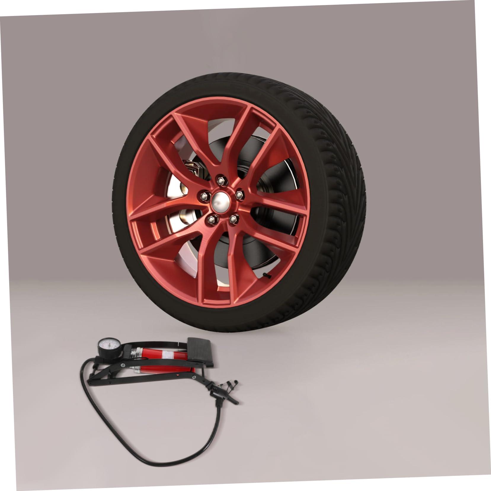 1 pièce Pompe à Pied Multifonctionnelle pour Gonfleur à Haute Pression pour Pneus de Voiture Vélo et Plus avec Manomètre et Design Antidérapant
