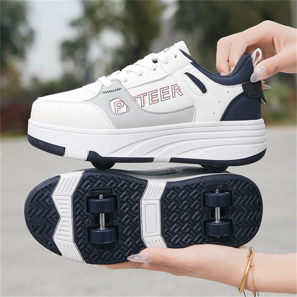 Mateju Zapatos con Ruedas para Niñas Niños, Patines con 4 Ruedas Retráctiles Multiusos 2 en 1, Zapatillas Deportivas al Aire Libre Zapatillas de Skateboarding de Moda