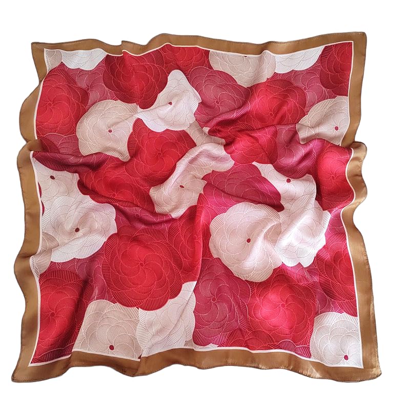 GIMIRO Frauen 70x70cm Schal Simulierte Seide Blumen Schal Krawatte Hahnentritt-Bandana