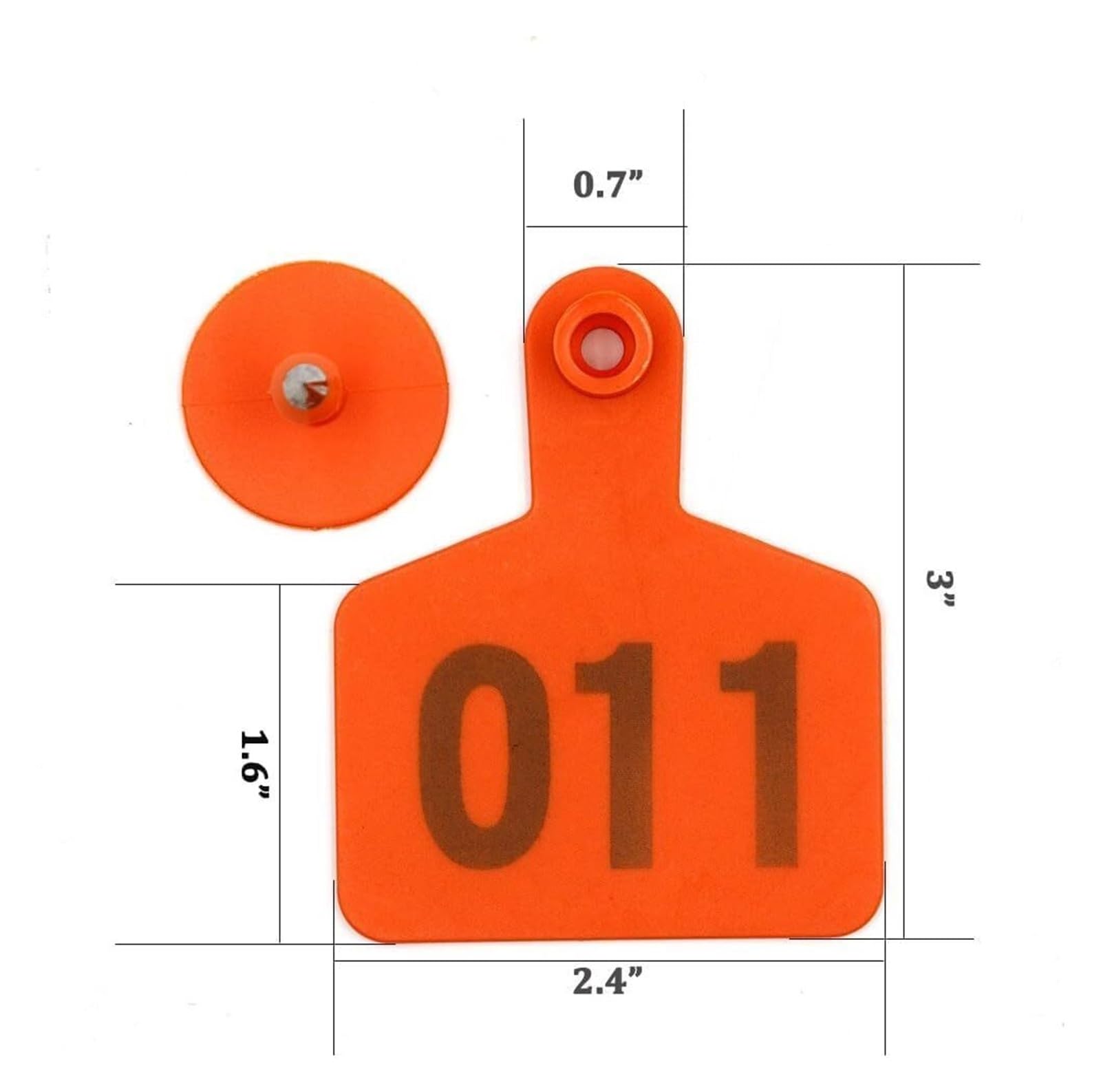 Plastikowa karta numerowa, oznaczenia zwierząt Kolczyk 2,4 * 3 cale, odpowiedni do kolczyków dla świń, bydła, owiec i koni, numer(Orange)