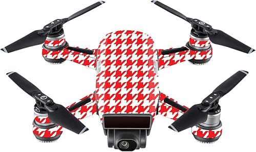 MightySkins Skin compatible con DJI Spark Mini – Red Houndstooth | Protectiva, duradera y única cubierta de vinilo adhesivo | Fácil de aplicar,
