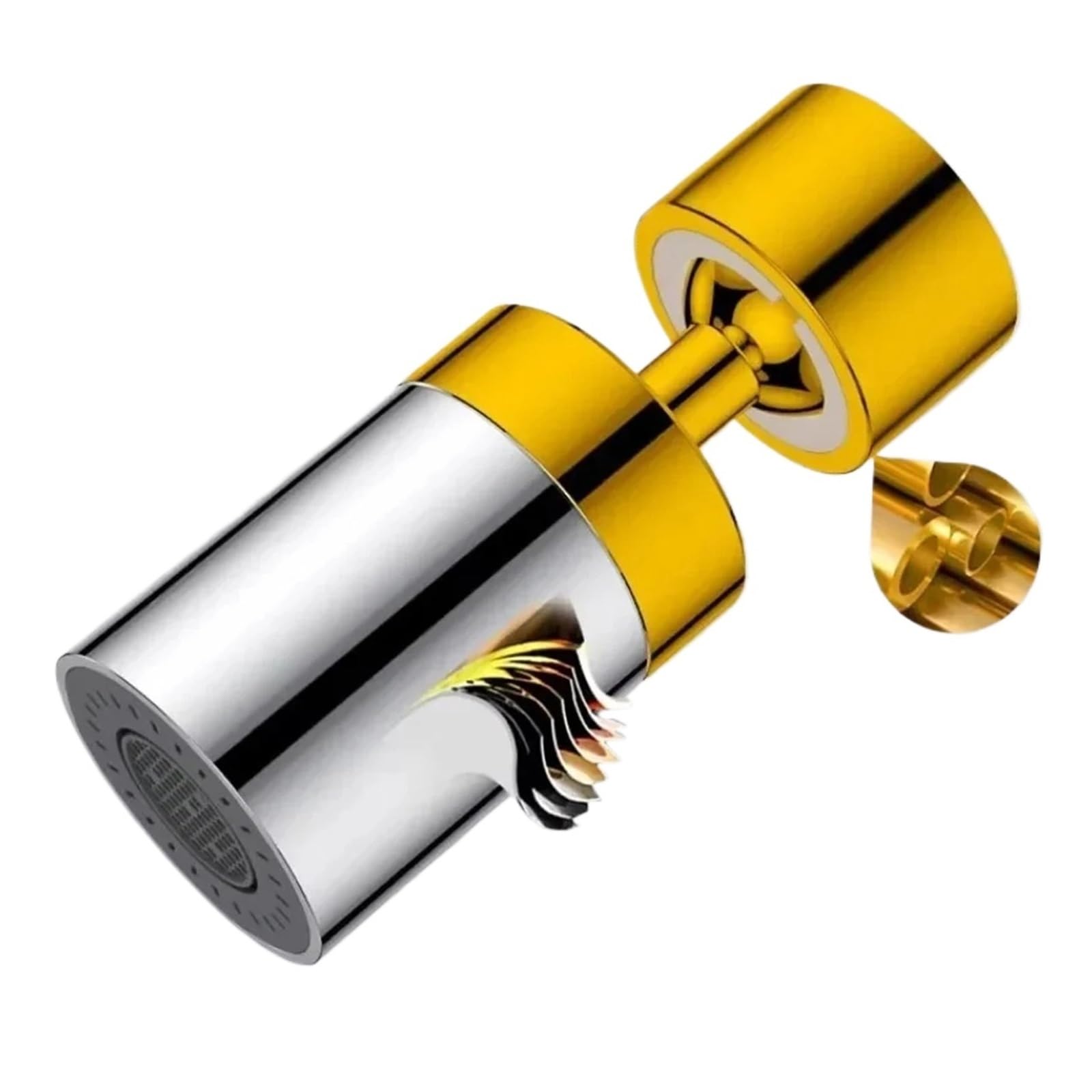 Brass Faucet Extender, 2 Water Flow Modes, Rotatable for Kitchen Faucet(Silver-Dual Mode)