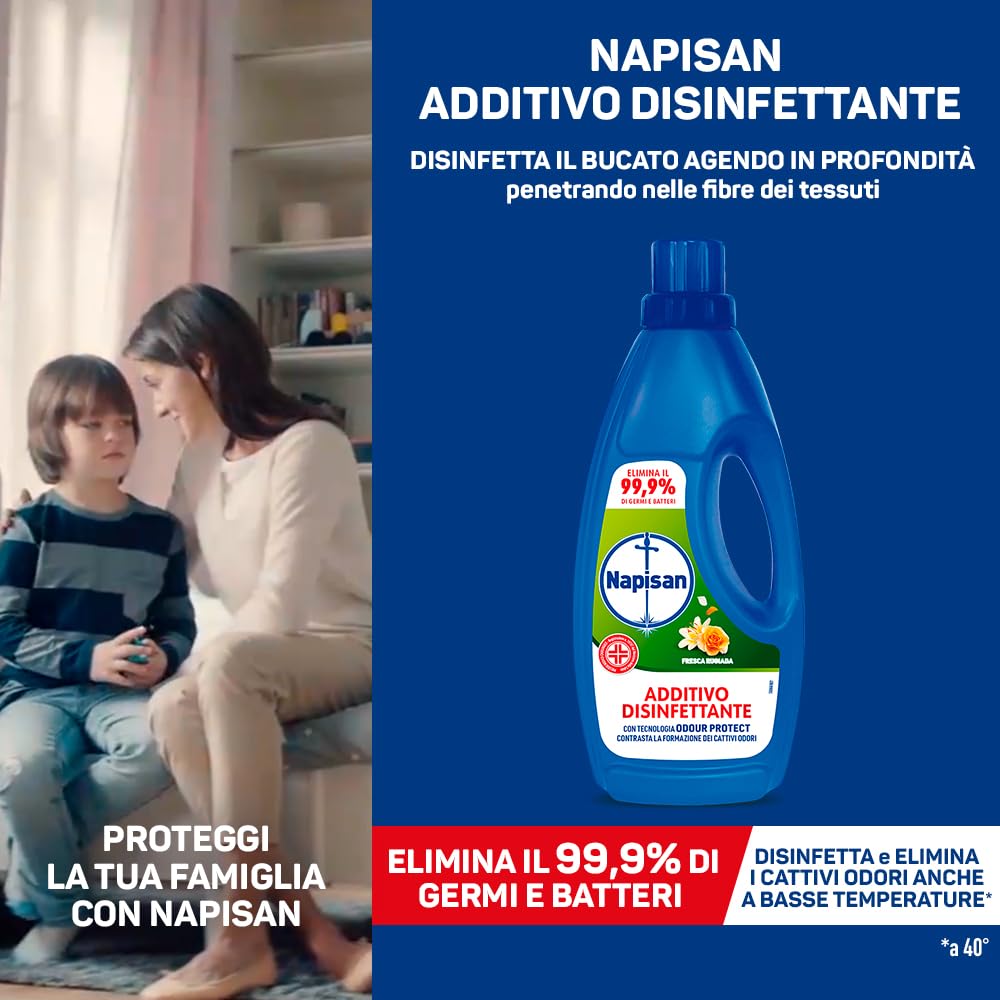 Napisan, Additivo Lavatrice Liquido, Fresca Rugiada, 4 flaconi da 1l