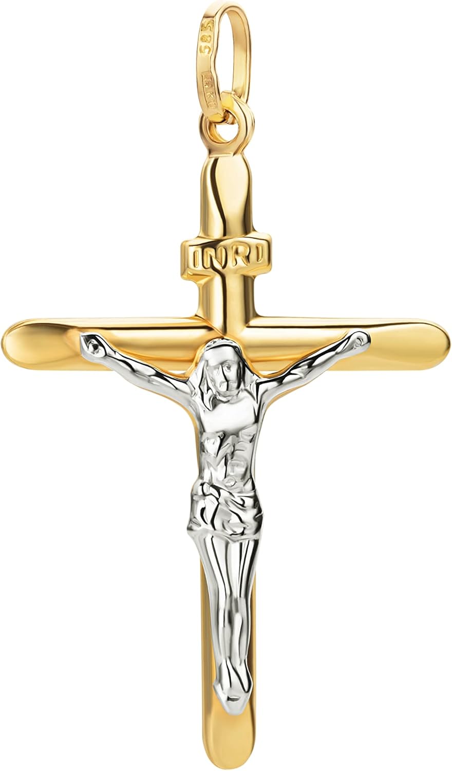 Ciondolo A Croce Con Crocifisso Di Gesù In CZ Da 2", In Vero Oro - Foto 13