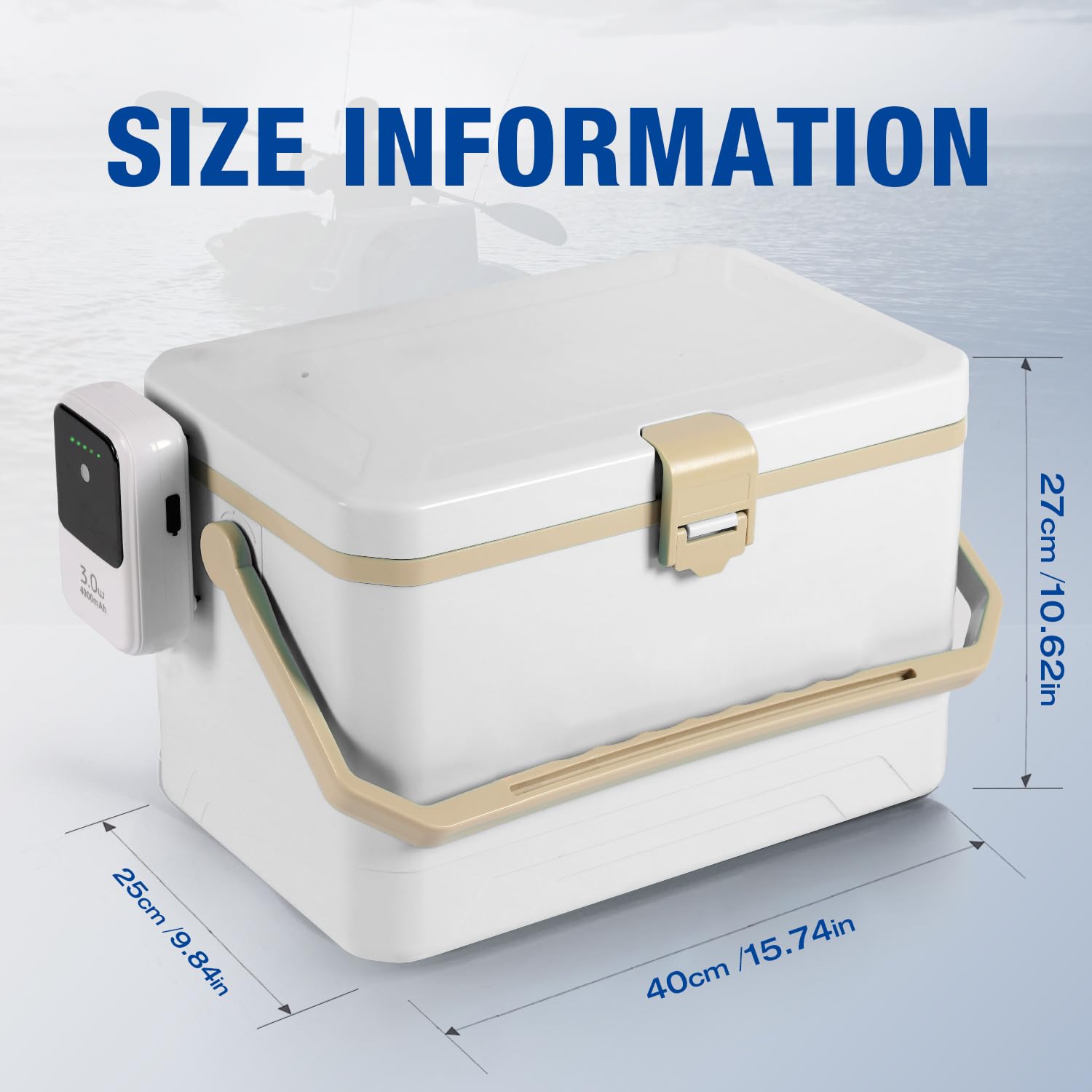 Ghosthorn Enfriador de pesca de 10L/14L para almacenamiento de cebo vivo con 4000 mAh silencioso recargable para peces y accesorios, cubo de cebo portátil con bomba de aire para exteriores