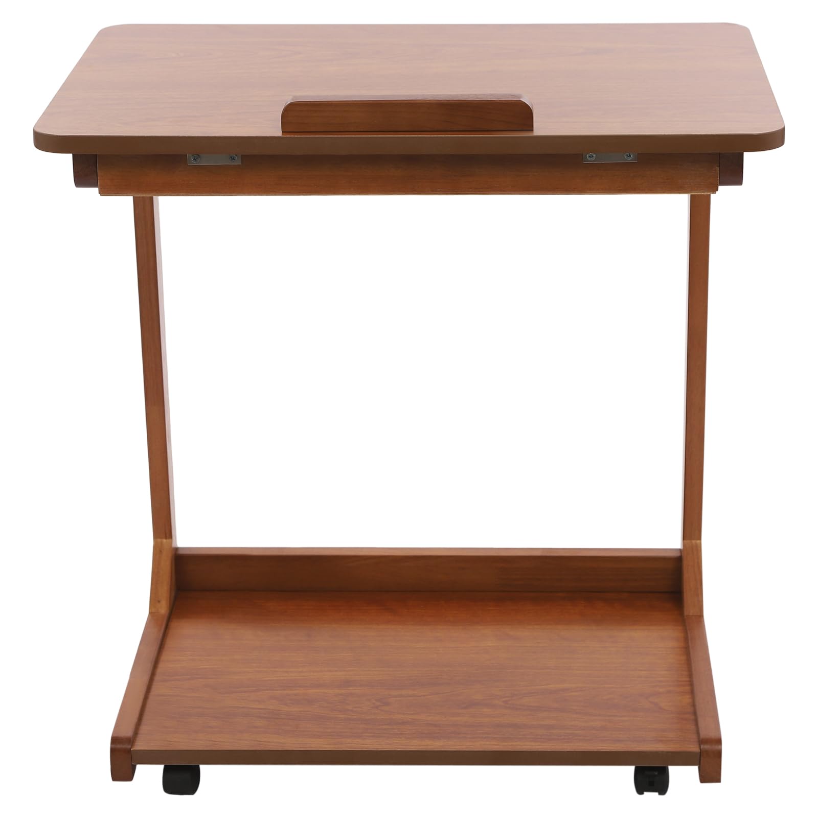 Mesa auxiliar plegable en forma de C, mesita de noche, sofá, mesita auxiliar, mesa auxiliar para sofá, cama y oficina (nogal)