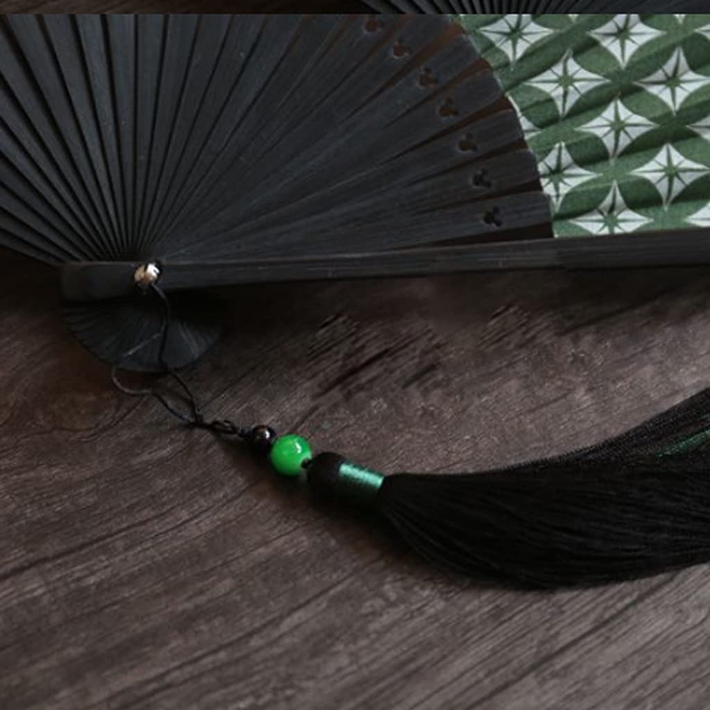 oAutoSjy 6 ventagli pieghevoli in stile cinese, in bambù, con motivo vintage, in tessuto, con nappa, per matrimoni, balli, cosplay, feste, decorazione da parete