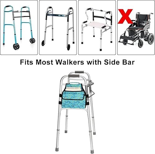 Miniatura 7 de YF Bolsa lateral para caminante, plegable de doble cara, bolsa organizadora de almacenamiento con 8 bolsillos, impermeable, de fácil acceso,