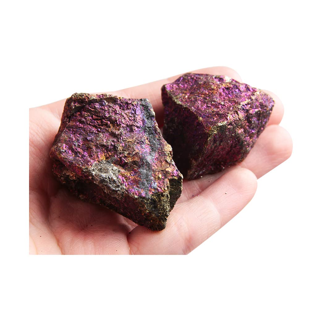 Acxico 2Pcs 3-4.5 cm Chalcopyrite Collection Peacock Ore Mineral Specimens